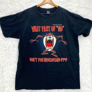 Vintage Taz What Part Of No Dont You Understand T-Shirt Looney Tunes Logo Tee 90